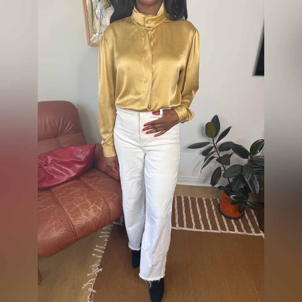 Vintage Gold Satin Button Up